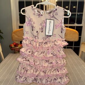 Hartstrings Pink & Purple tiered Ruffle Dress-Paris motif, NWT sz 2T, amazing!